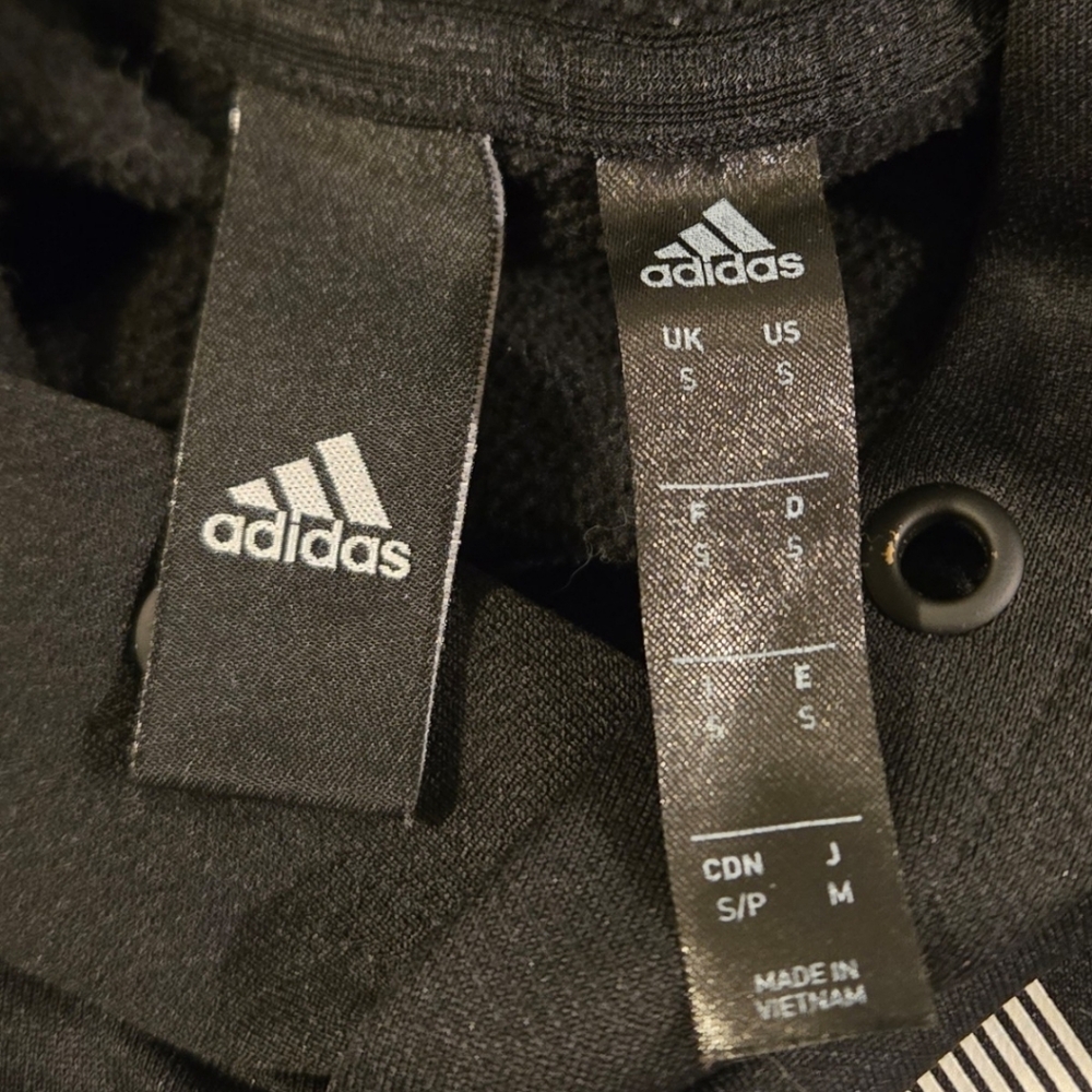 Adidas Womens Small Black Badge of Sport Fleece Pullover Hoodie Pocket - Picture 12 of 12